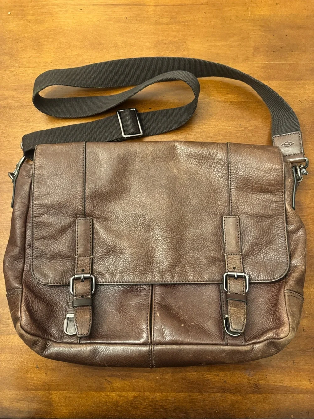 Fossil Brown Leather Laptop Messenger Bag